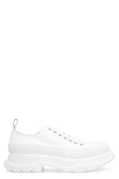 Shop Alexander Mcqueen Tread Slick Low-top Canvas Sneakers In White