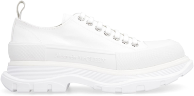 Shop Alexander Mcqueen Tread Slick Low-top Canvas Sneakers In White