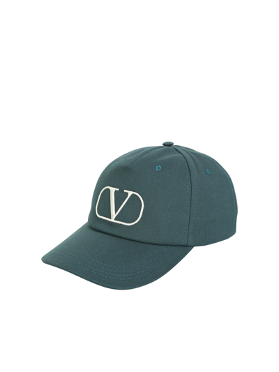 Shop Valentino Vlogo Baseball Cap In Green
