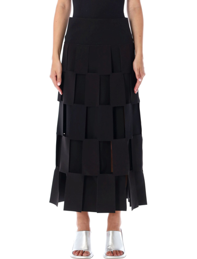 Shop A.w.a.k.e. Double Layered Rectangle Midi Skirt In Black