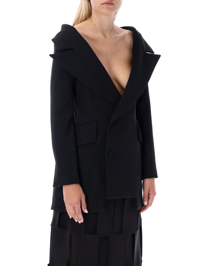 Shop A.w.a.k.e. Double Breast Fitted Jacket In Black