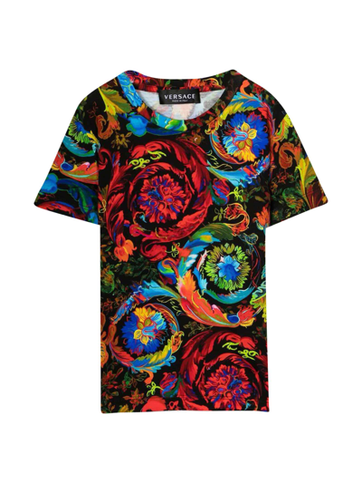 Shop Versace Multicolored T-shirt Unisex Kids. In Nero