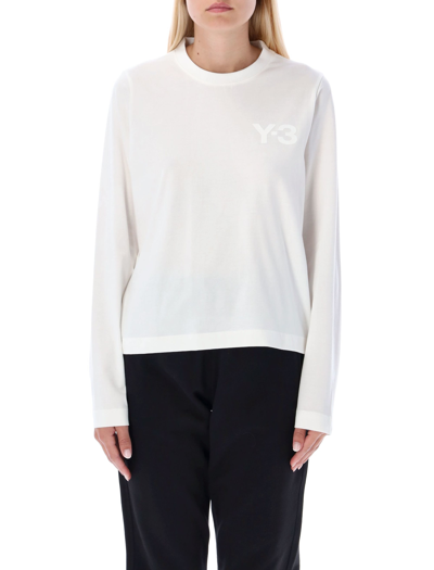 Shop Y-3 Classic Logo Long Sleeves T-shirt In White