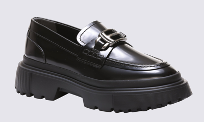 Shop Hogan Black Leather Loafers