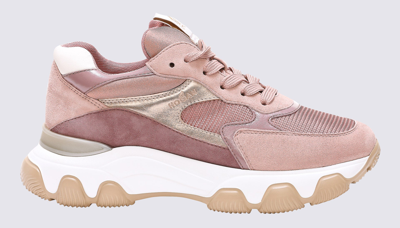 Shop Hogan Blush Pink Leather  Blend Sneakers