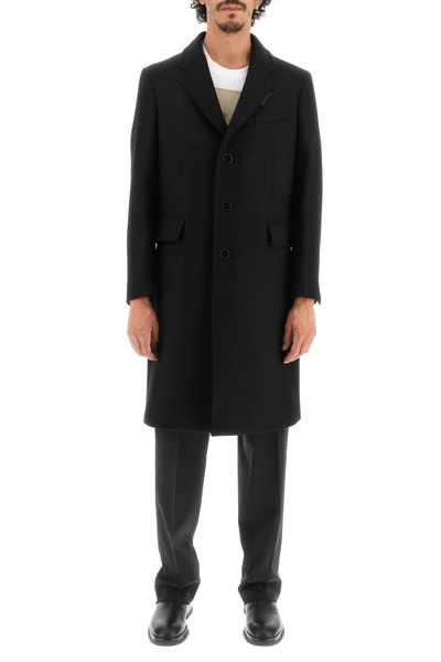 Shop Burberry Wool And Cashmere Coat With Patch In Black