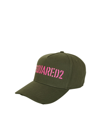 Shop Dsquared2 Baseball Cap With Curved Brim And Logo By  In Green