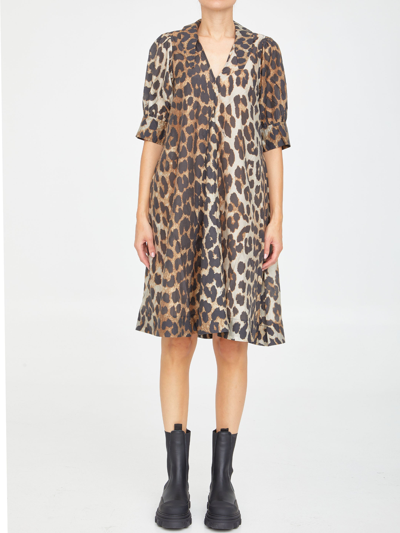 Shop Ganni Leopard Midi Dress