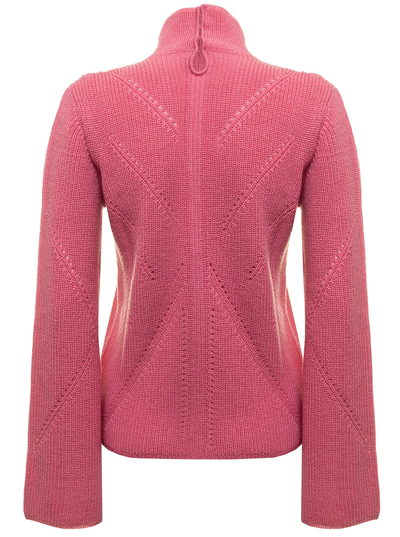 Shop Blumarine Pink Wool Sweater With Embroidered Inserts  Woman
