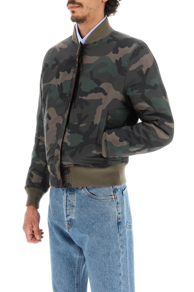 Shop Valentino Reversible Camouflage Bomber Jacket In Multicolor