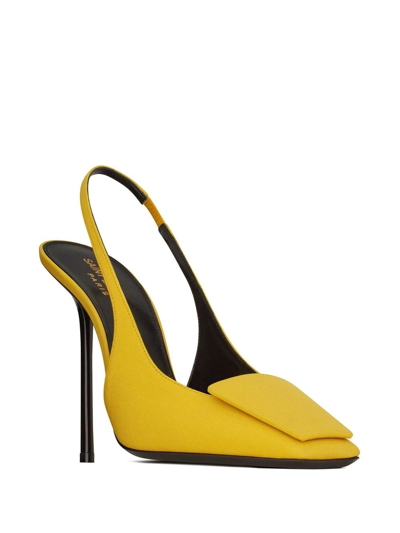 Saint Laurent Maxine Slingback Pumps In Crepe De Chine In Gelb
