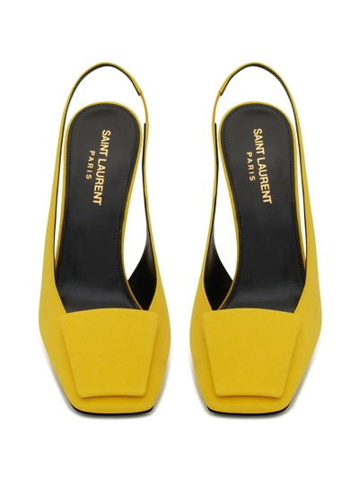 Saint Laurent Maxine Slingback Pumps In Crepe De Chine In Gelb