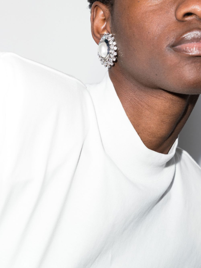 Shop Alessandra Rich Clip-on Crystal-embellished Earrings In Silber