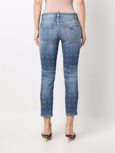Dsquared2 Crystal-embellished Cropped Jeans In Blue