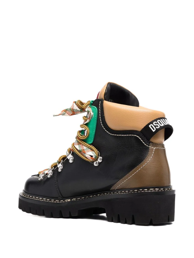 Shop Dsquared2 Hiker Style Leather Boots In Black