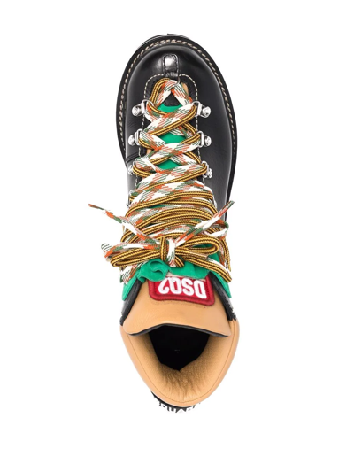 Dsquared2 Hiker Style Leather Boots In Black