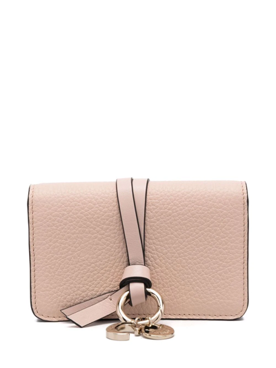 Shop Chloé Logo-charm Leather Wallet In Neutrals