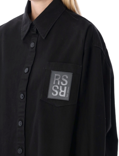 Shop Raf Simons Oversized Denim Shirt In Black
