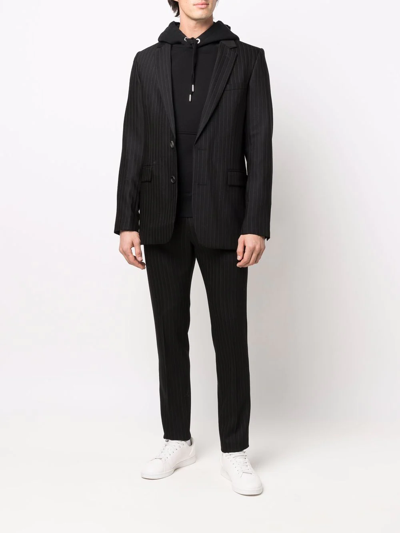 Ami Alexandre Mattiussi Cropped Pinstripe Track Pants In Black