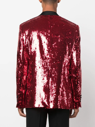 Philipp Plein Sequin Single-breasted Blazer In Rot