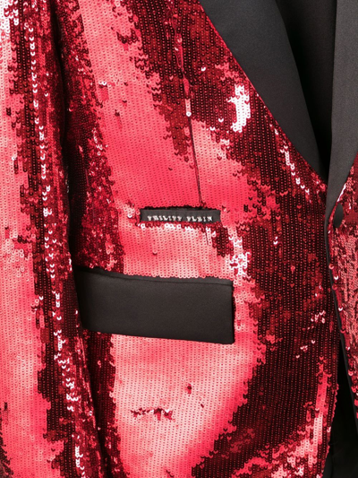 Shop Philipp Plein Sequin Single-breasted Blazer In Rot
