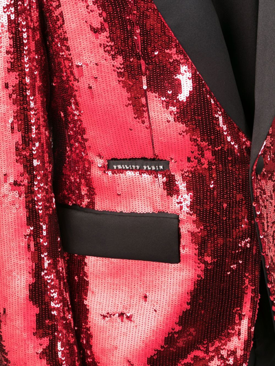 Philipp Plein Sequin Single-breasted Blazer In Rot
