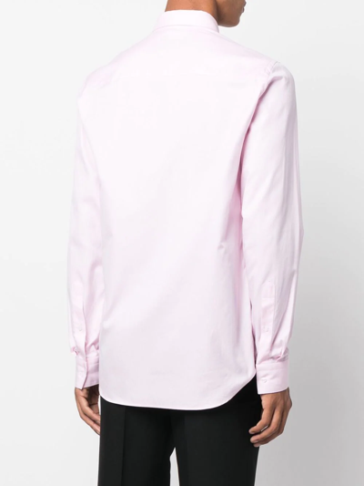 Shop Philipp Plein Embroidered-logo Cotton Shirt In Rosa