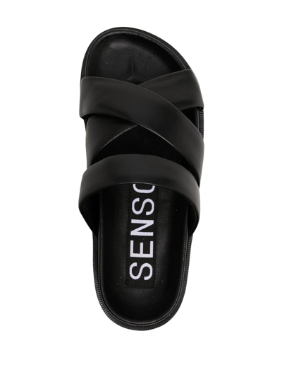 Senso Crossover-strap Leather Sandals In Black