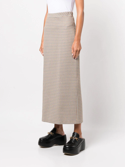 Shop Rosetta Getty Houndstooth-check Maxi Skirt In Orange