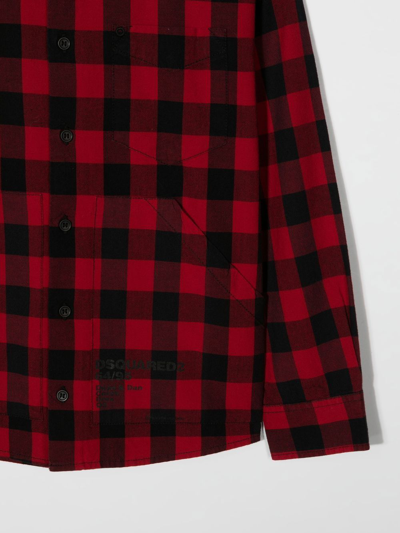 Dsquared2 Check-print Long Sleeve Shirt In Red