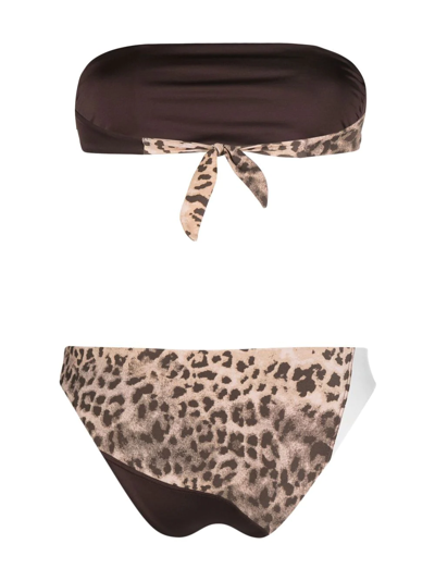 Shop Tara Matthews Sperone Patchwork Bikini In Brown