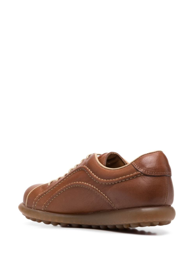 Shop Camper Ribbed Lace-up Shoes In Brown