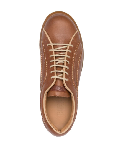 Shop Camper Ribbed Lace-up Shoes In Brown