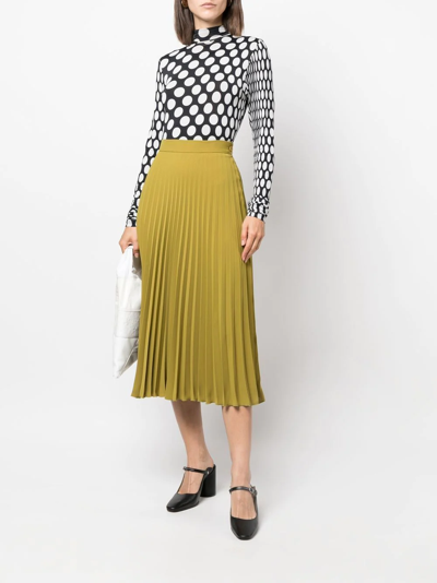 Shop Mm6 Maison Margiela Pleated A-line Skirt In Green