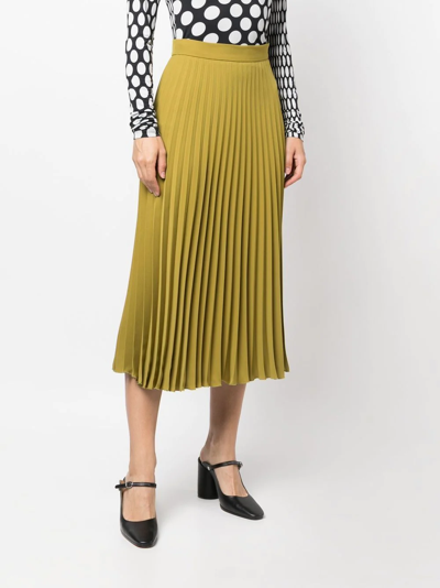 Shop Mm6 Maison Margiela Pleated A-line Skirt In Green