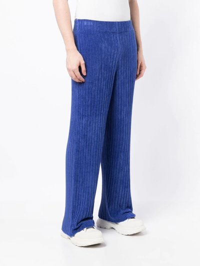 Shop Dion Lee Ribbed-knit Slip-on Track Pants In Blue