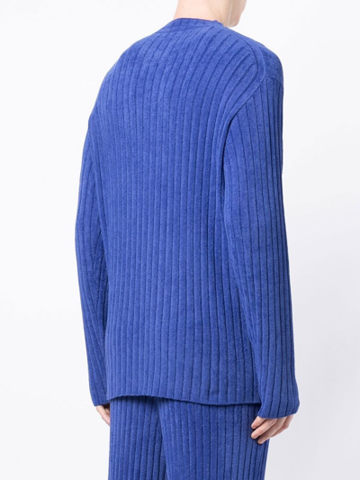 Shop Dion Lee Ribbed Knit Jumper In Blue