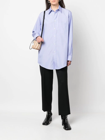 Maison Margiela Light Blue Cotton Shirt With Classic Collar For Women