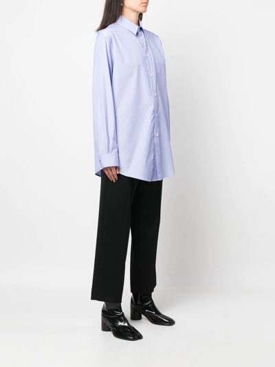 Shop Maison Margiela Long-sleeve Piqué Shirt In Blue