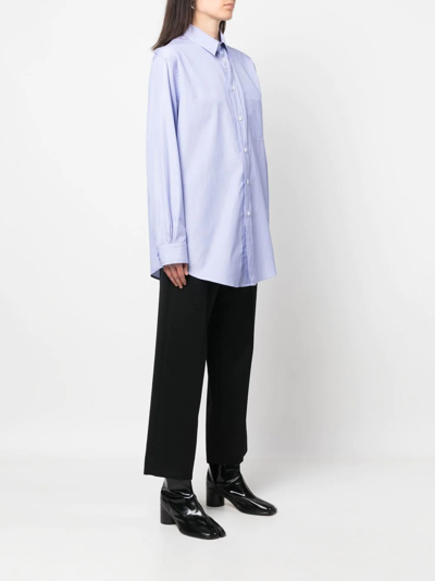 Maison Margiela Light Blue Cotton Shirt With Classic Collar For Women