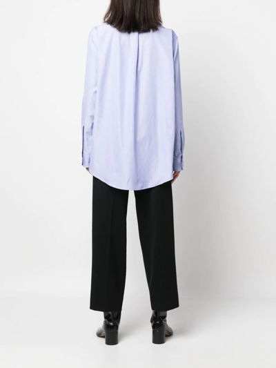 Maison Margiela Light Blue Cotton Shirt With Classic Collar For Women