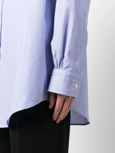 Maison Margiela Light Blue Cotton Shirt With Classic Collar For Women