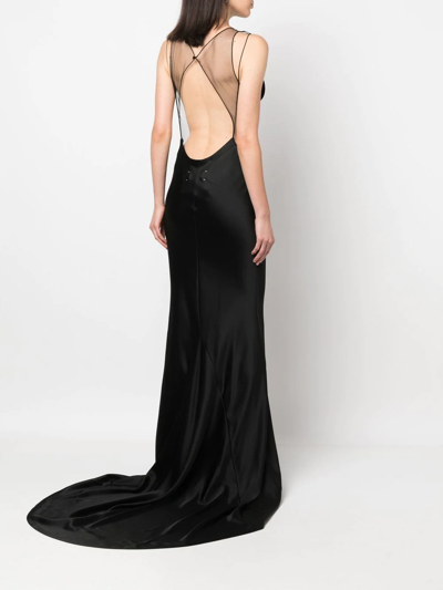 Shop Maison Margiela Satin Fishtail Gown In Schwarz