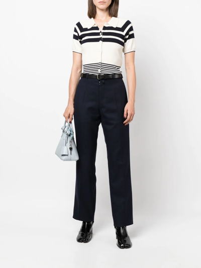 Maison Margiela Contrast-stitch Straight-leg Trousers In Blue
