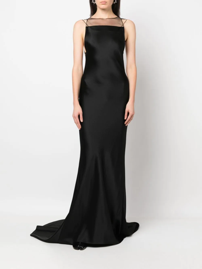 Shop Maison Margiela Satin Fishtail Gown In Schwarz