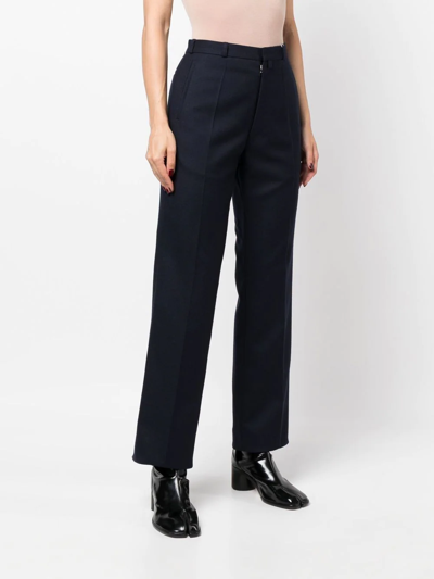 Maison Margiela Contrast-stitch Straight-leg Trousers In Blue