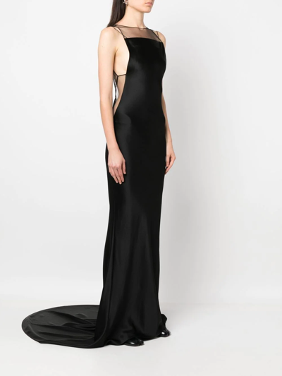 Shop Maison Margiela Satin Fishtail Gown In Schwarz