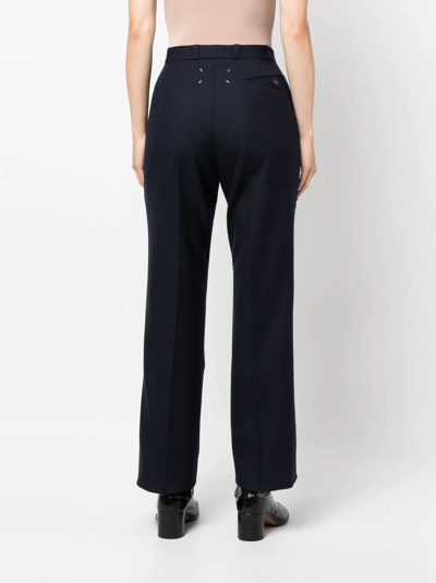 Maison Margiela Contrast-stitch Straight-leg Trousers In Blue