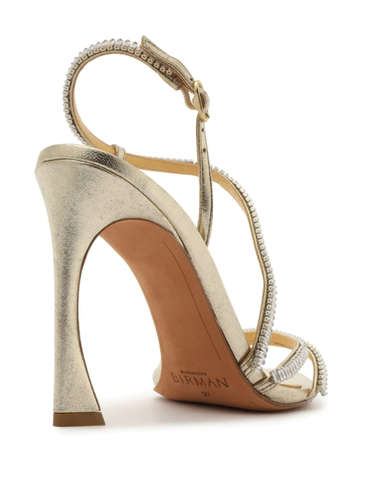 Shop Alexandre Birman Alana Zircone High-heel Sandals In Gold