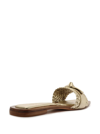 Shop Alexandre Birman Clarita Open Toe Slides In Gold